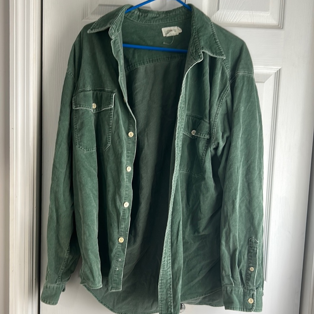 green corduroy thick shirt or light jacket
